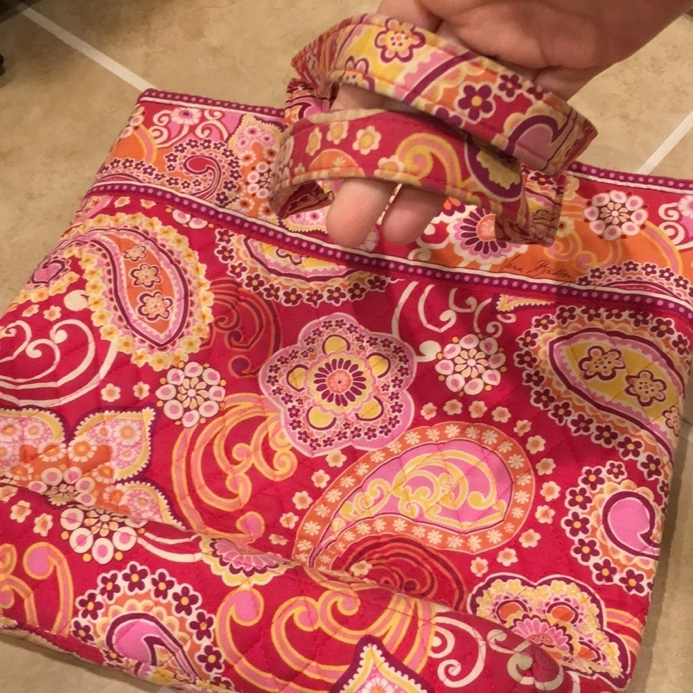 vintage Vera Bradley retired color Raspberry fizz quilted cotton tote bag - Picture 3 of 5